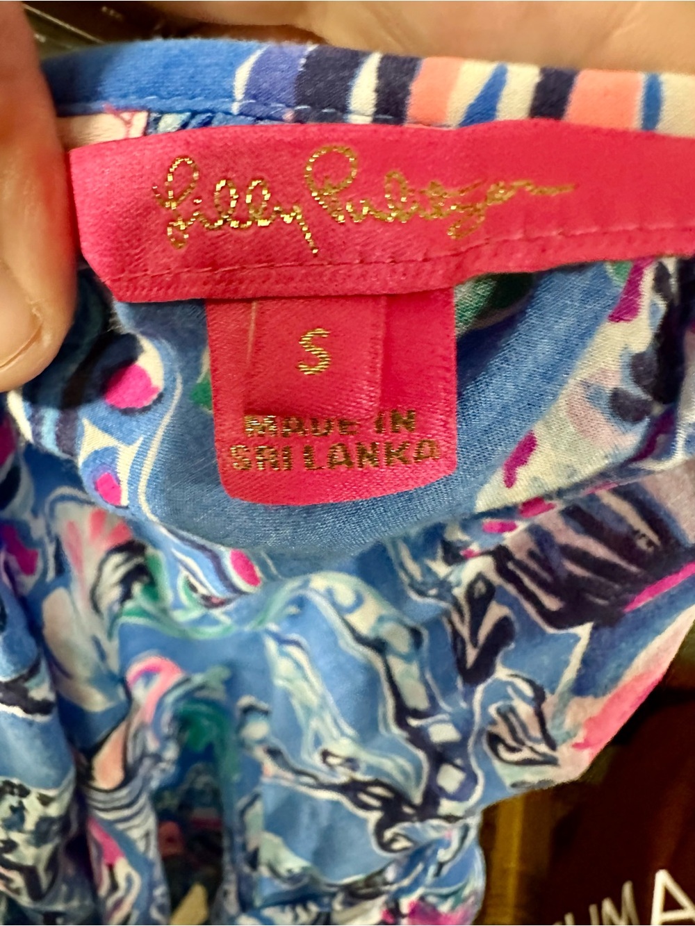 Lilly Pulitzer Blue Pink Ocean Print Tassel Blouse Size S - Picture 2 of 7